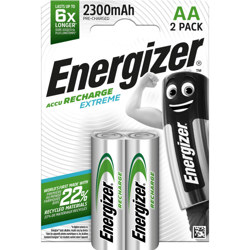 2 Piles Rechargeables AA / HR6 2300mAh Energizer Extreme
