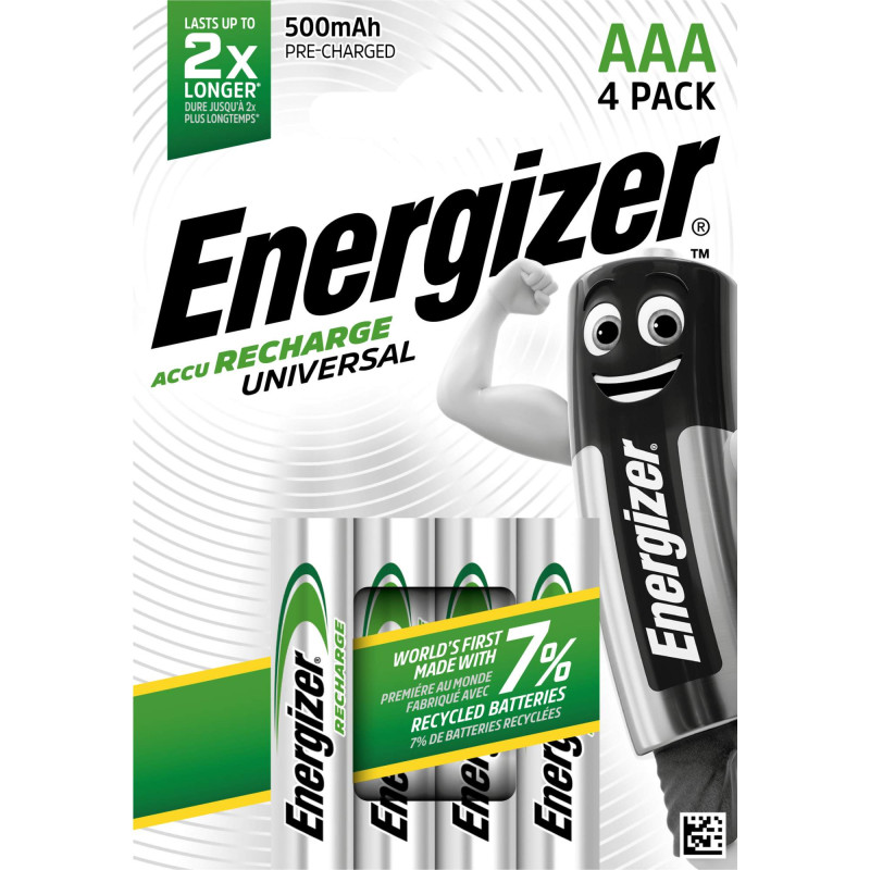 4 Piles Rechargeables AAA / HR03 600mAh Energizer Universal