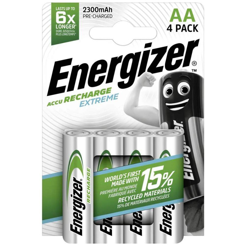 4 Piles Rechargeables AA / HR6 2300mAh Energizer Extreme
