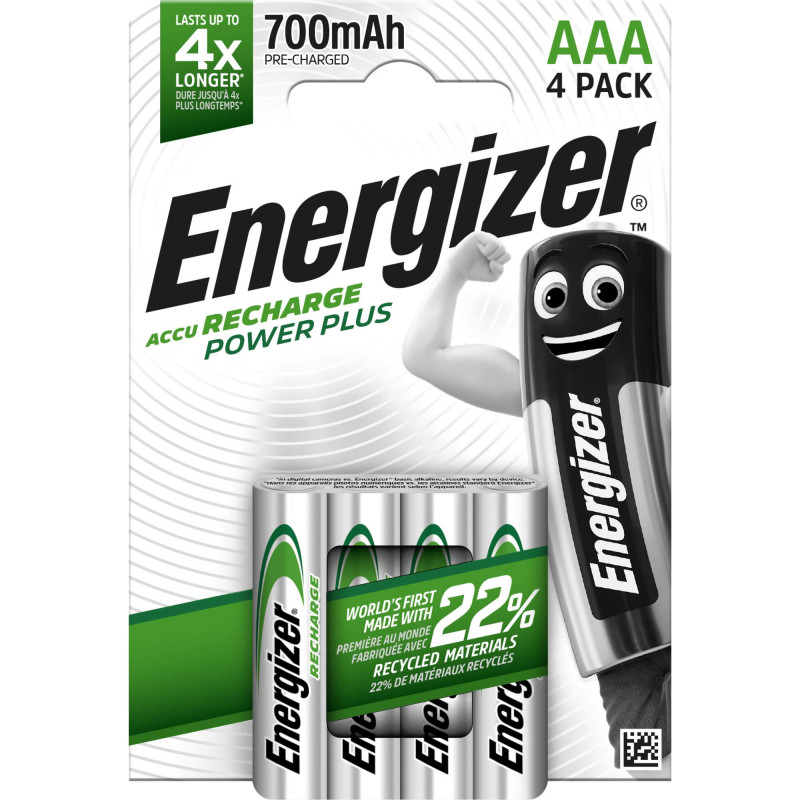4 Piles Rechargeables AAA / HR03 700mAh Energizer Power Plus