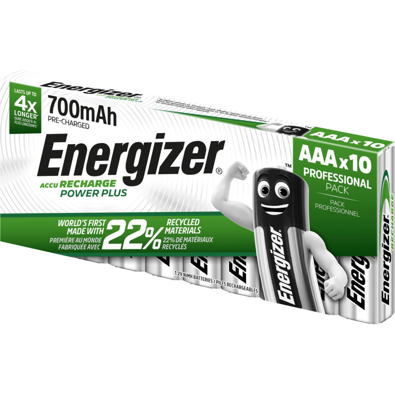 10 Piles Rechargeables AAA / HR03 700mAh Energizer Power Plus