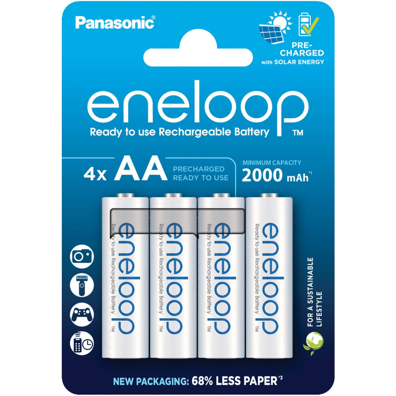 4 Piles Rechargeables AA / HR6 2000mAh Panasonic Eneloop BK-3MCDE