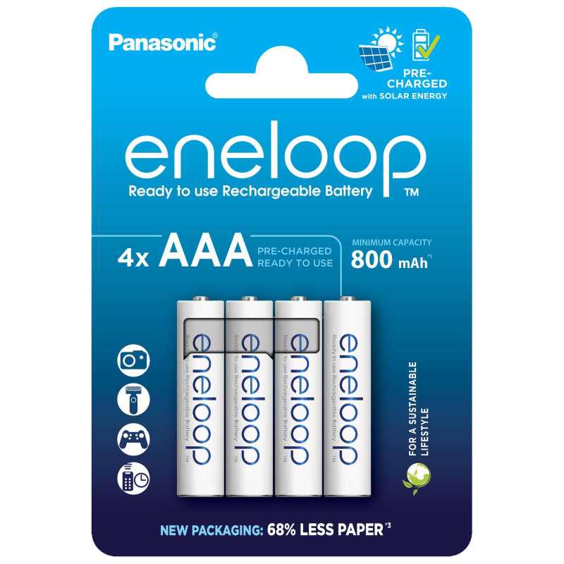 4 Piles Rechargeables AAA / HR03 800mAh Panasonic Eneloop BK-4MCDE