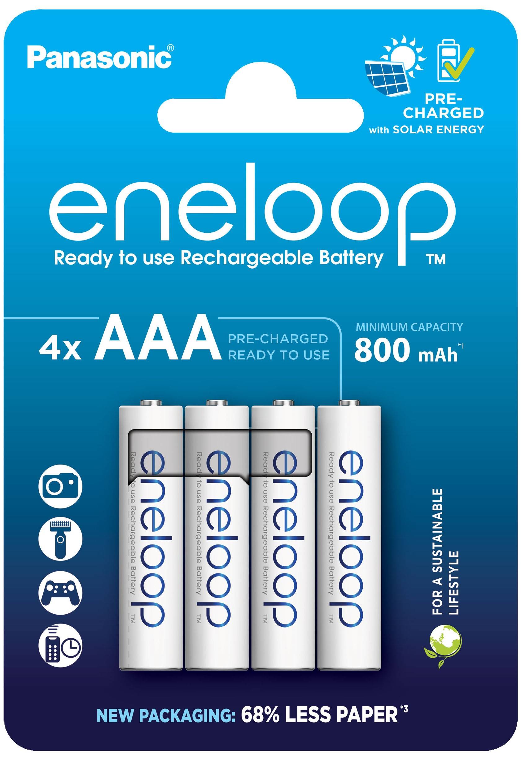4 Piles Rechargeables AAA / HR03 800mAh Panasonic Eneloop BK-4MCDE