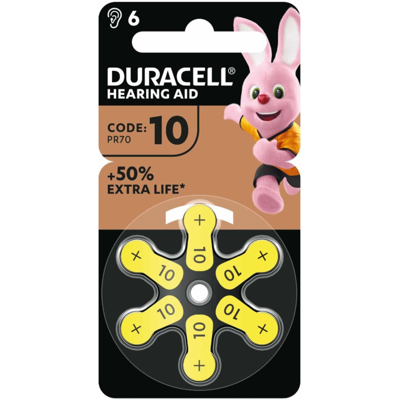 6 Piles Auditives 10 / PR70 Duracell Hearing Aid