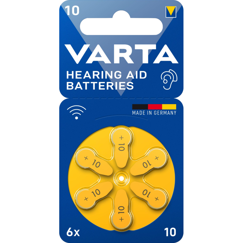 6 Piles Auditives 10 / PR70 Varta Hearing Aid Batteries