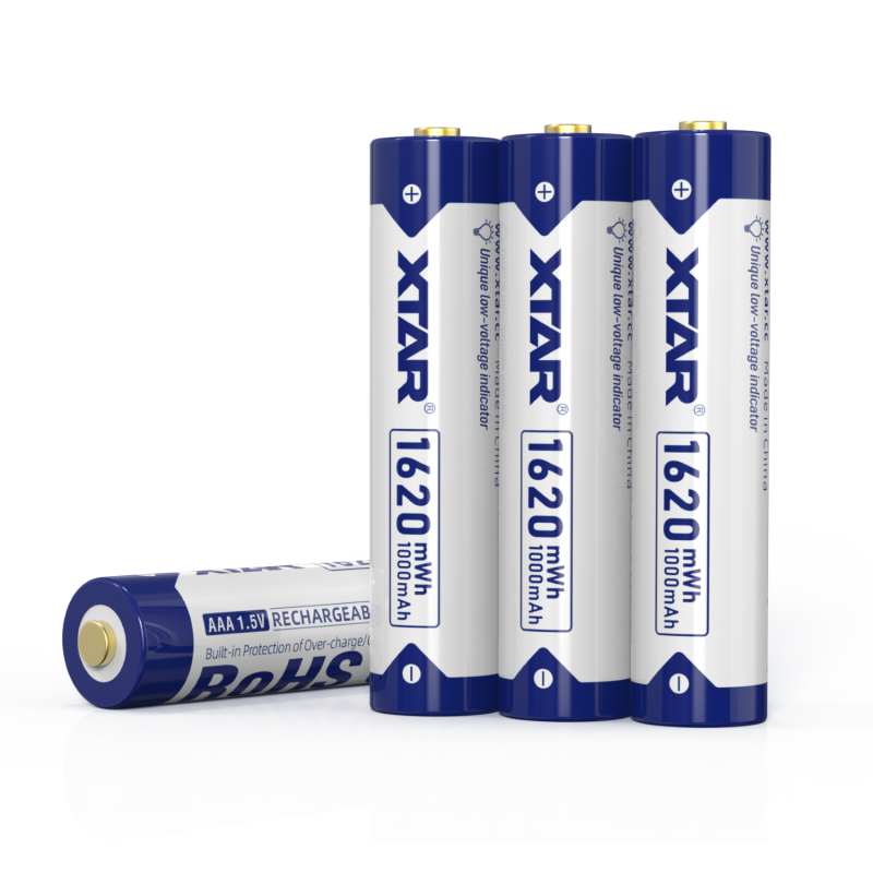 4 Piles Rechargeables AAA / HR03 1620mWh 1000mAh Xtar Li-ion 1.5V