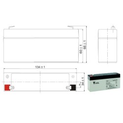Batterie Plomb Etanche AGM VRLA Y3.2-6 Yuvolt Yucel Yuasa 6V 3.2Ah