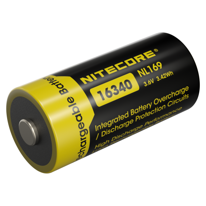 Pile Rechargeable RCR123A 16340 NiteCore NL169 3,7V 950mAh