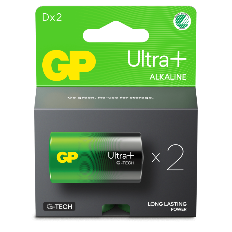 2 Piles Alcalines D / LR20 GP Ultra Plus