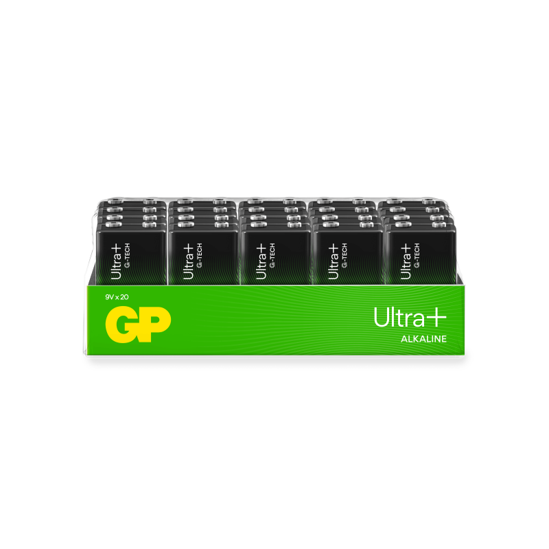 20 Piles Alcalines 9V / 6LR61 GP Ultra Plus