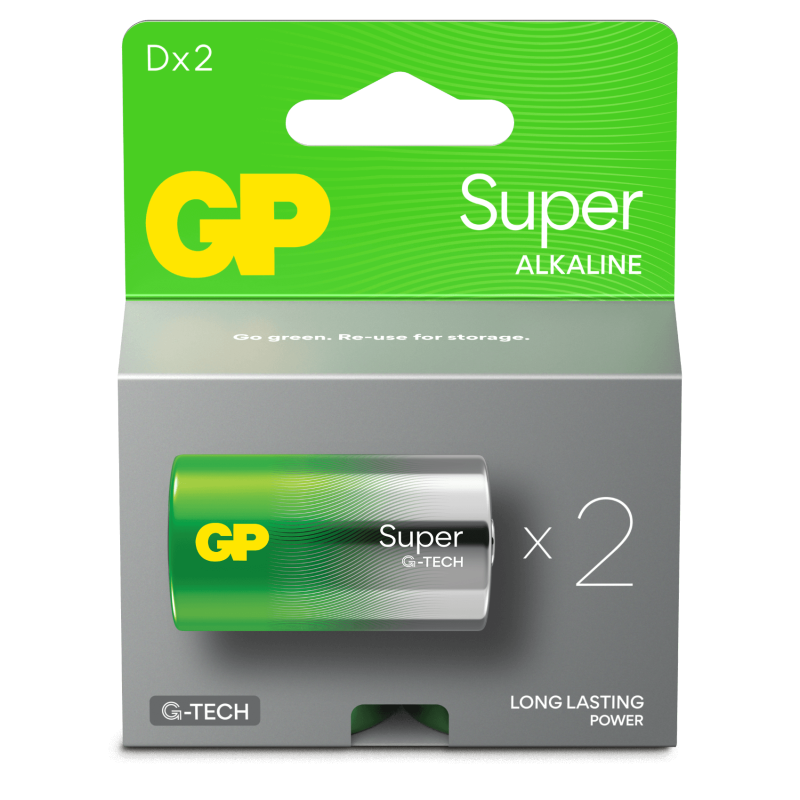 2 Piles Alcalines D / LR20 GP Super