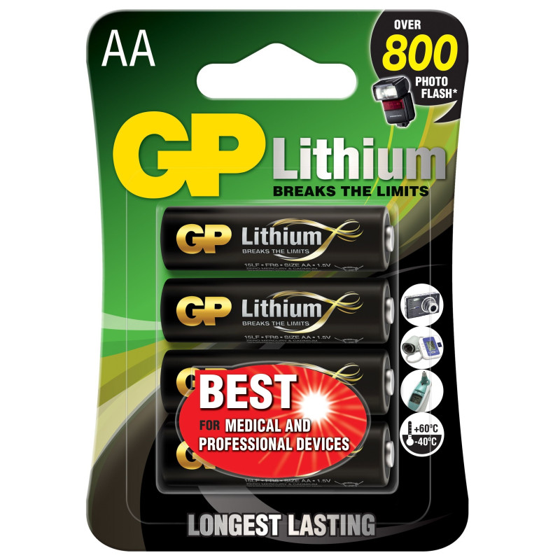4 Piles Lithium AA / LR6 GP Lithium