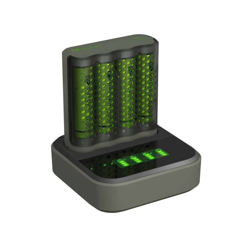 Station + Chargeur Rapide GP ReCyko avec 4 piles AA 2600mAh