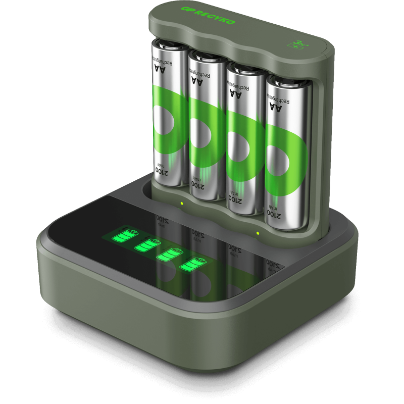 Station + Chargeur GP ReCyko Everyday avec 4 piles AA 2100mAh