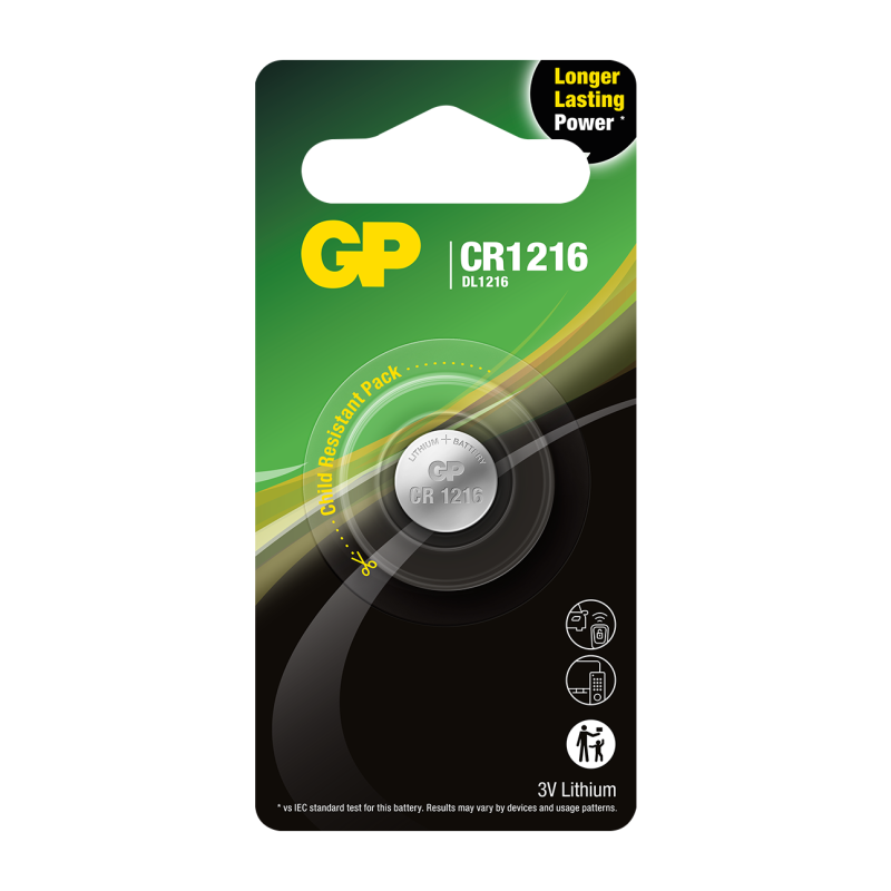 Pile CR1216 GP Bouton Lithium 3V