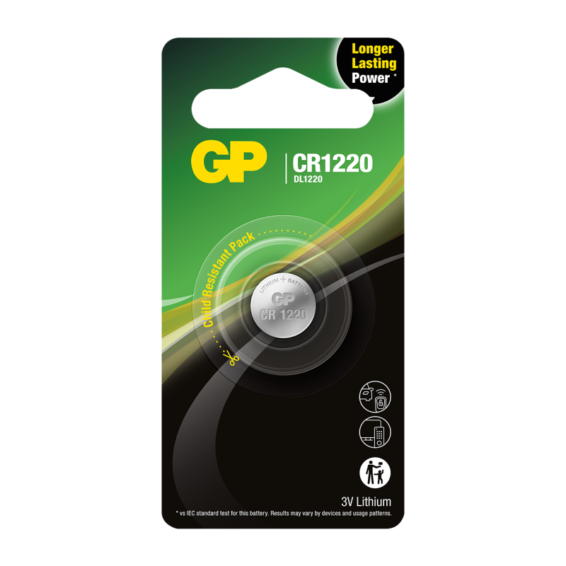 Pile CR1220 GP Bouton Lithium 3V