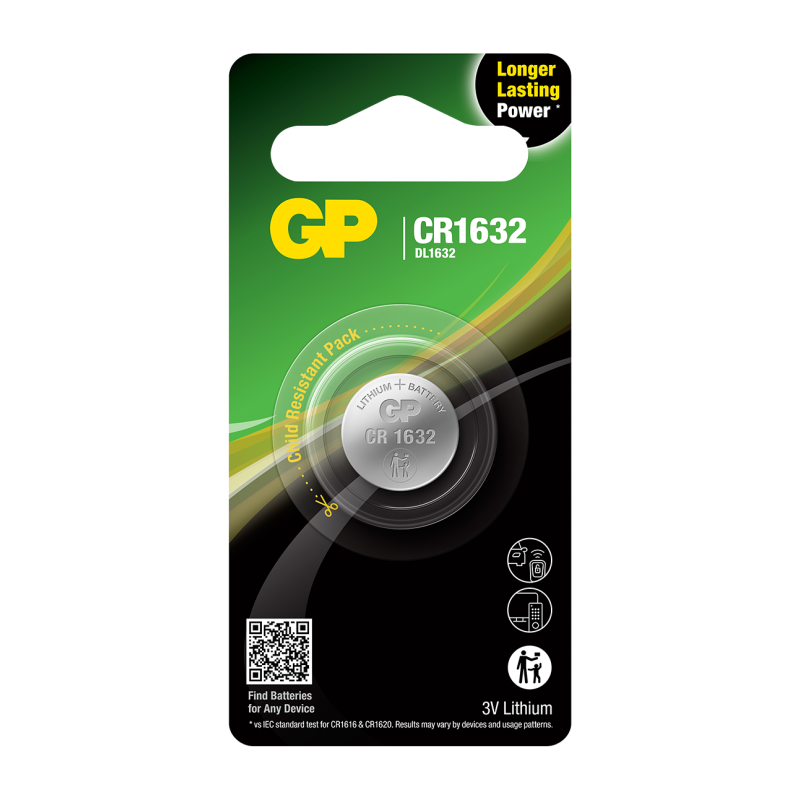 Pile CR1632 GP Bouton Lithium 3V