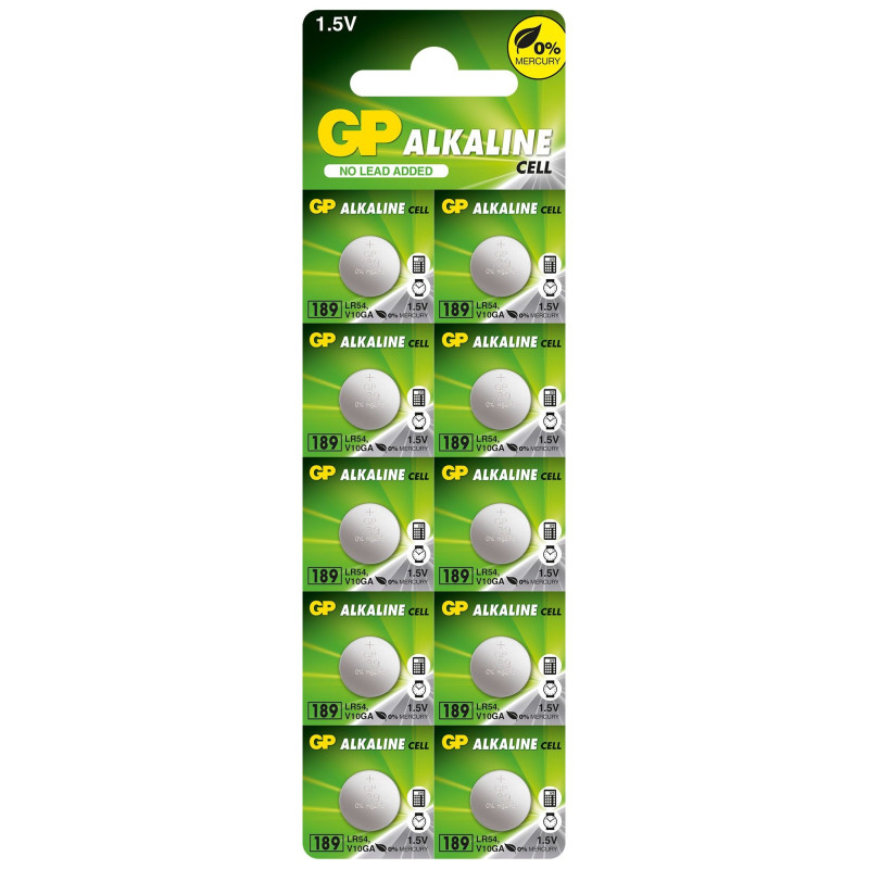 10 Piles 189 / LR54 GP Alcaline 1,5V
