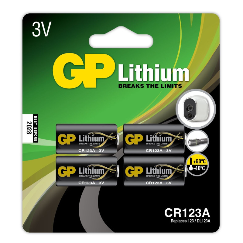 4 Piles CR123A GP Lithium 3V