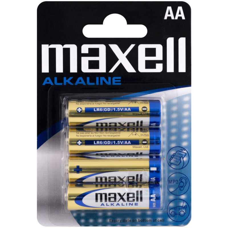 4 Piles Alcalines AA / LR6 Maxell Alkaline
