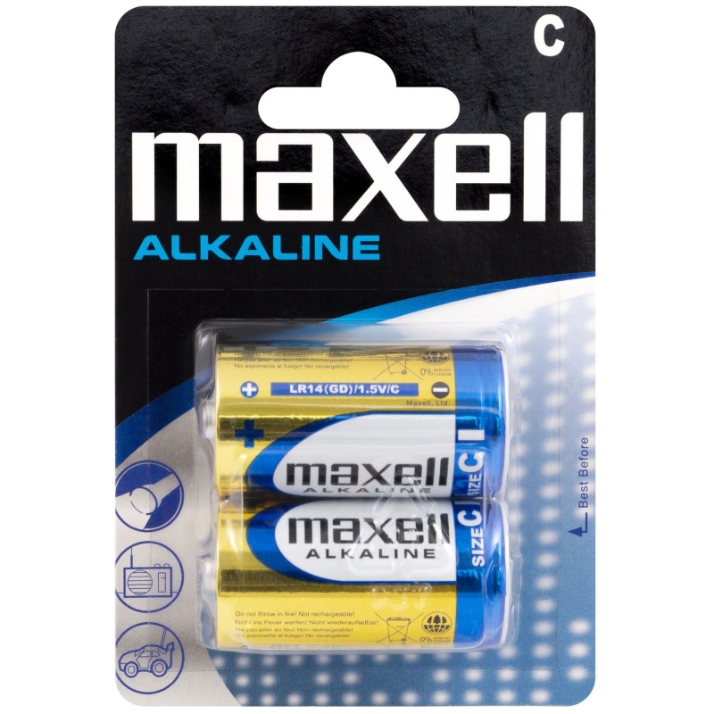 2 Piles Alcalines C / LR14 Maxell Alkaline