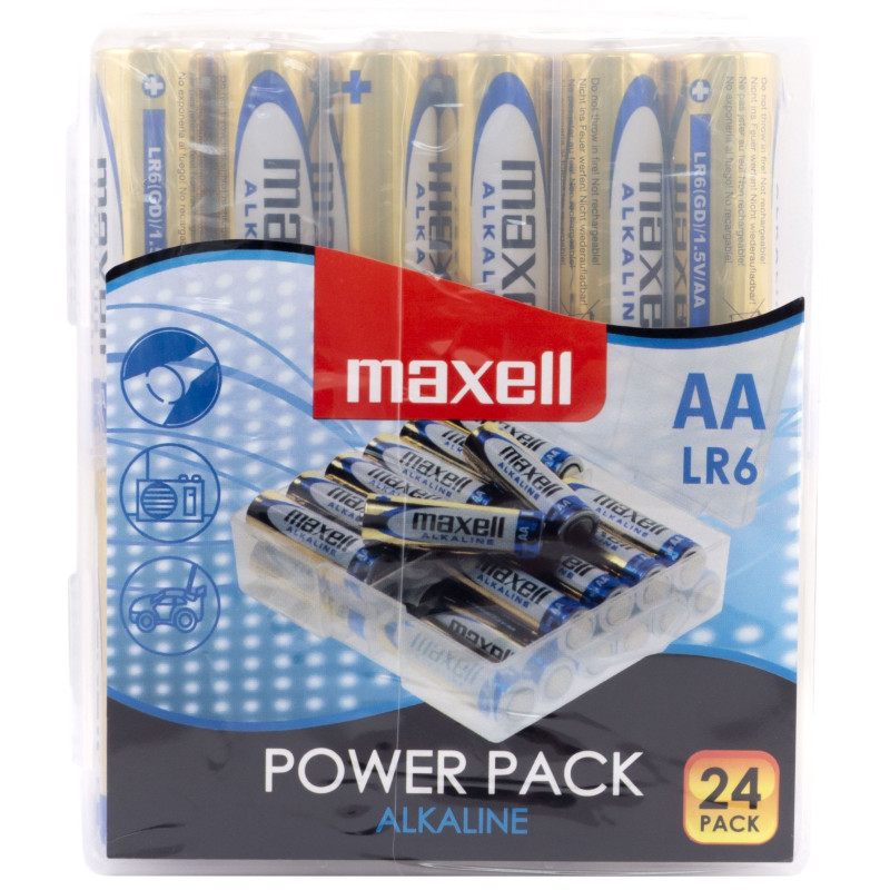 24 Piles Alcalines AA / LR6 Maxell Alkaline