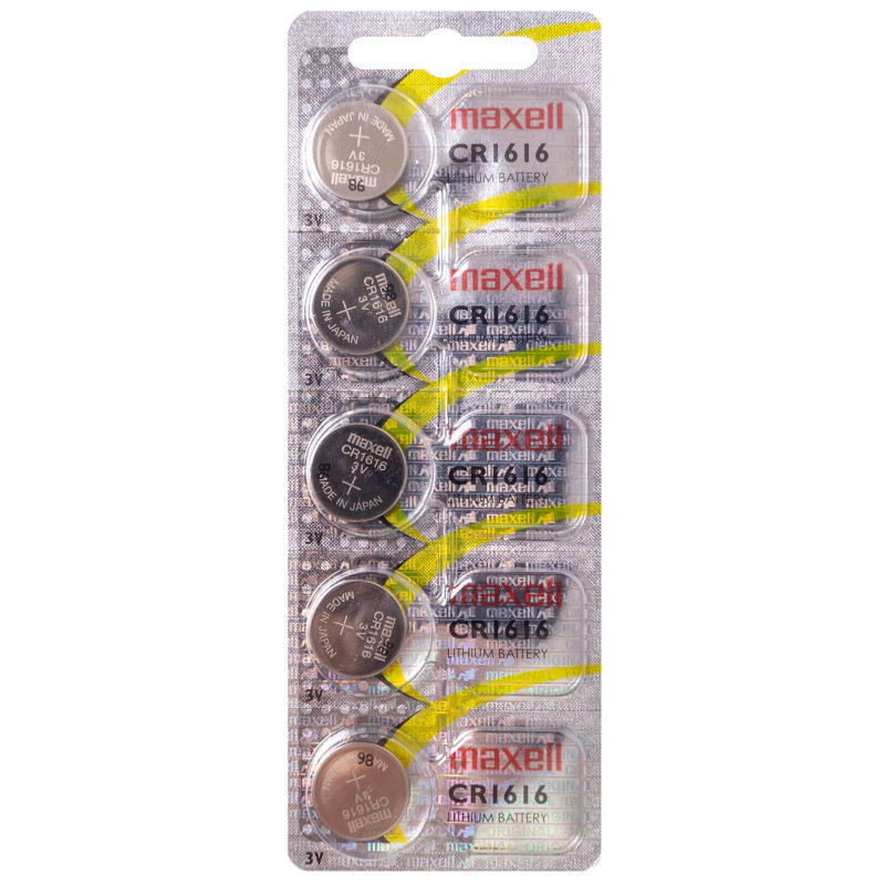 5 Piles CR1616 Maxell Bouton Lithium 3V