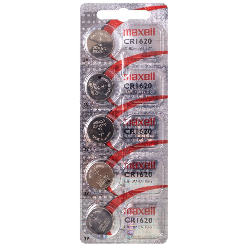5 Piles CR1620 Maxell Bouton Lithium 3V