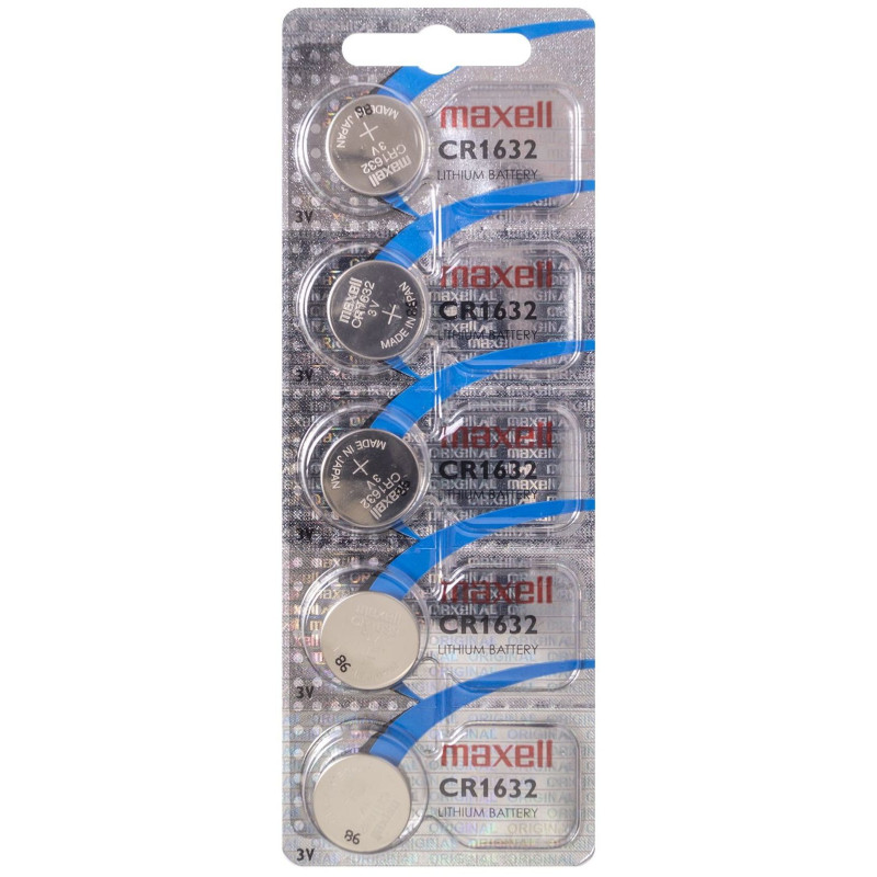 5 Piles CR1632 Maxell Bouton Lithium 3V