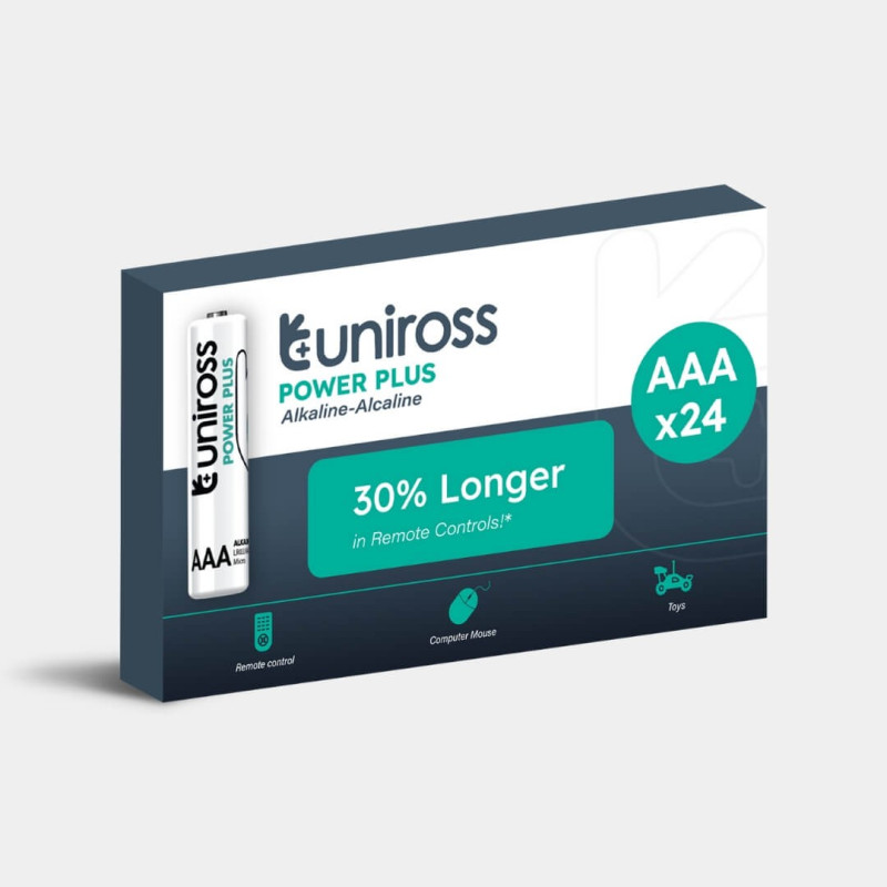 24 Piles Alcalines AAA / LR03 Uniross Power Plus