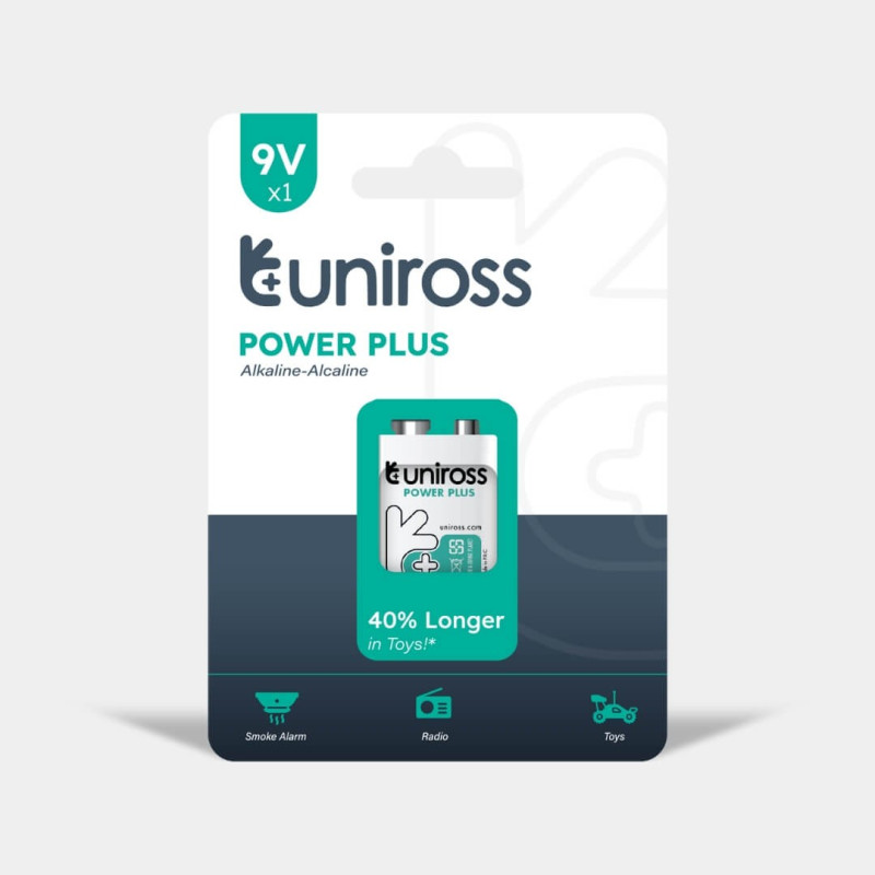 Pile Alcaline 9V / 6LR61 Uniross Power Plus