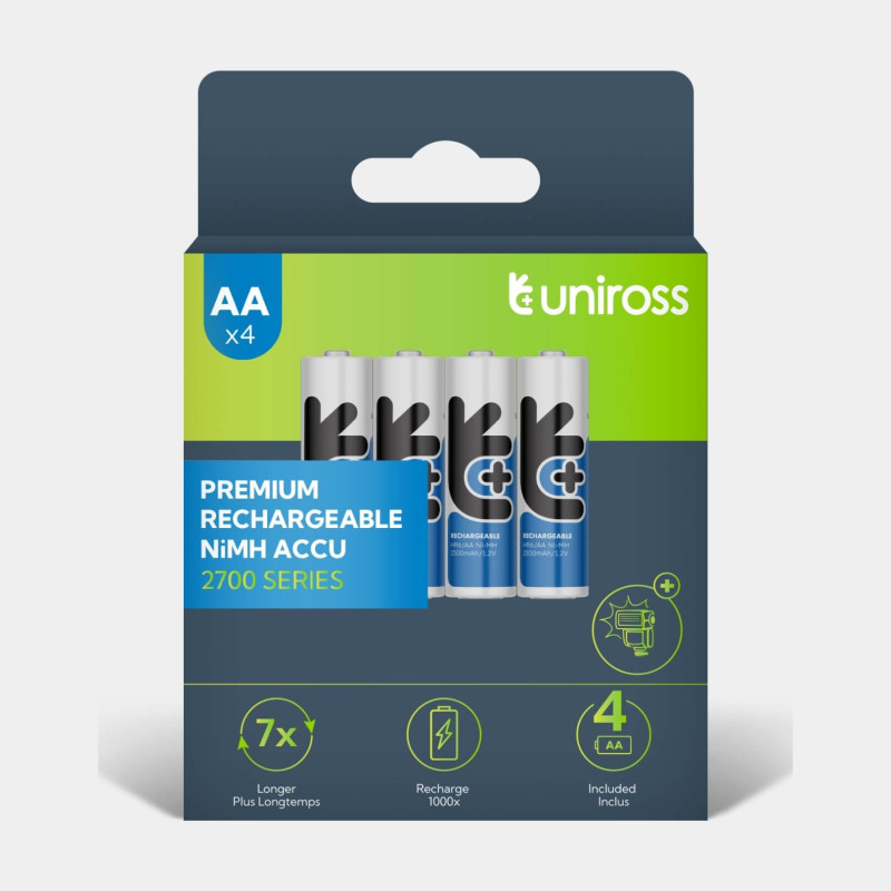 4 Piles Rechargeables AA / LR6 2700mAh Uniross Premium Accu
