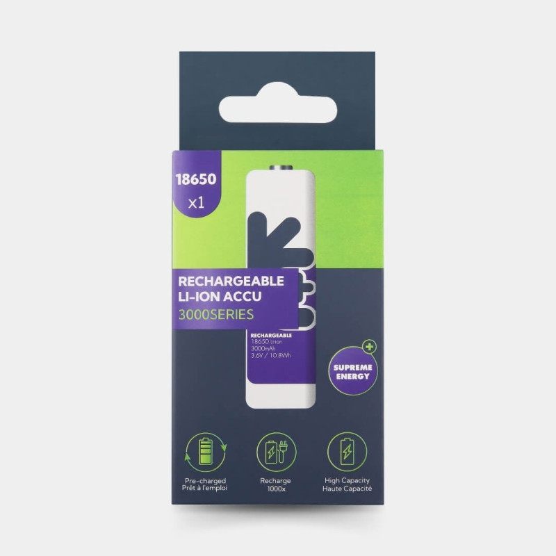 Pile Rechargeable 18650 3000mAh Uniross Li-Ion 3,6V Accu Top+