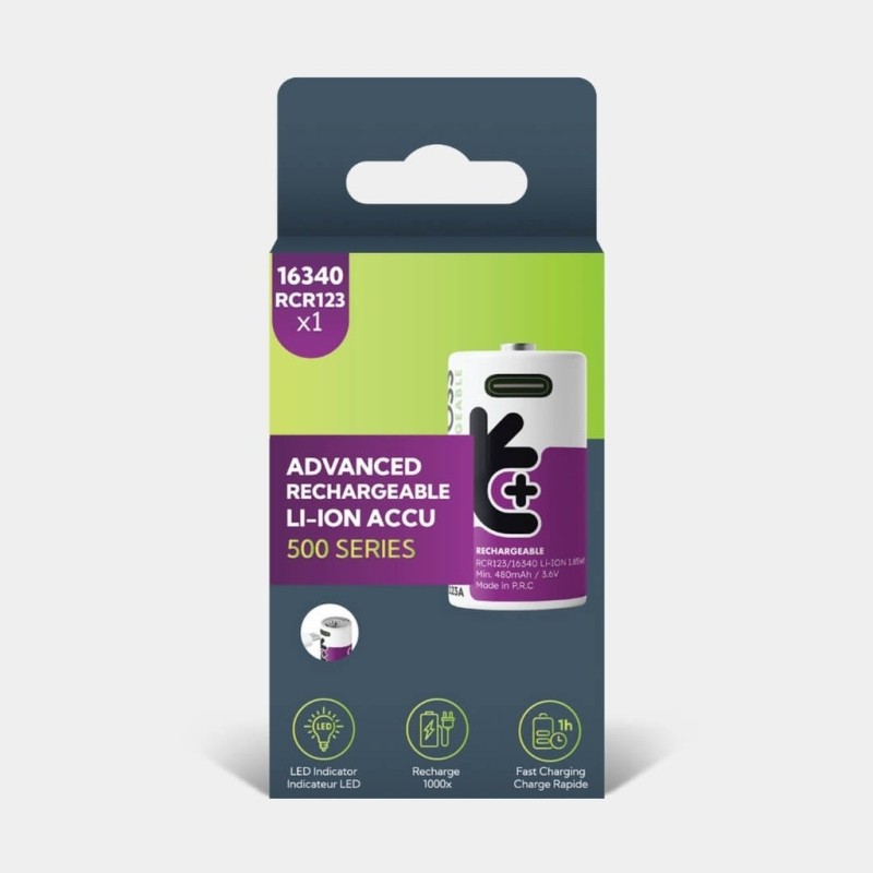 Pile Rechargeable USB-C RCR123 / 16340 Uniross Advanced Li-Ion 3,6V Accu