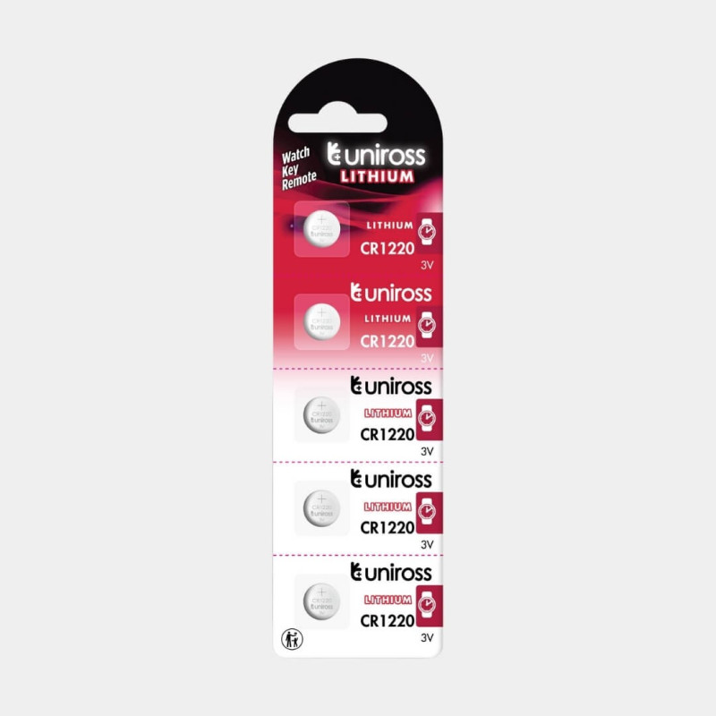 5 Piles CR1220 Uniross Lithium 3V