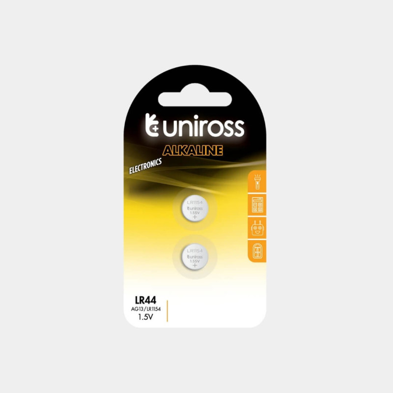 2 Piles AG13 / LR44 / LR1154 Uniross Alcaline 1,5V