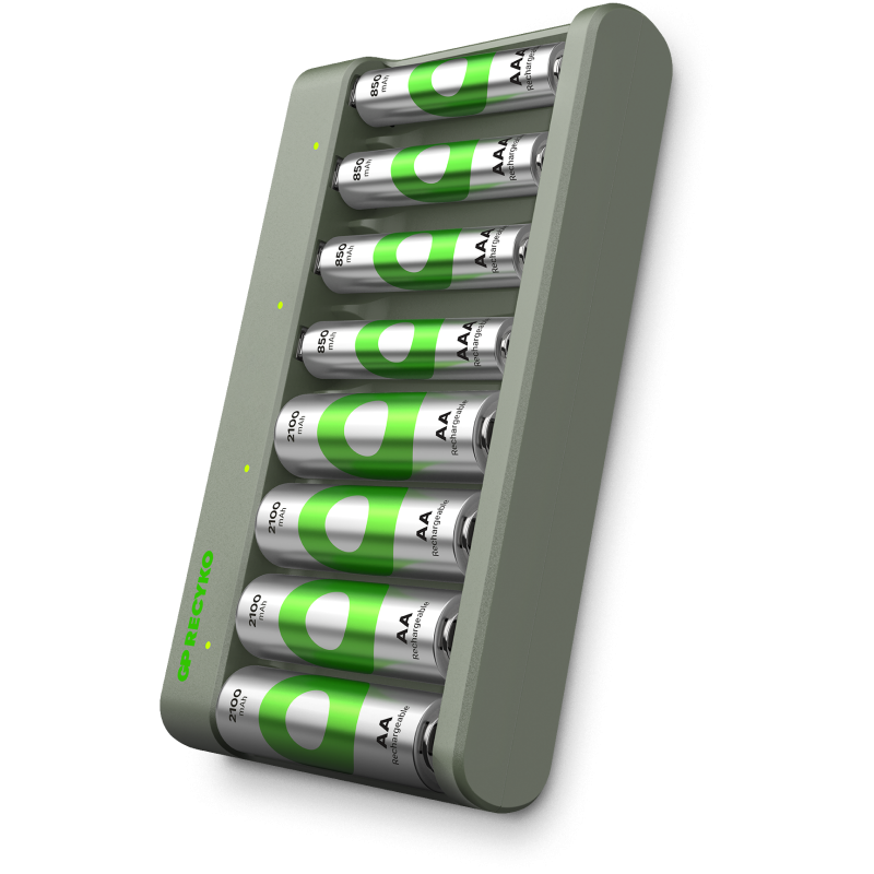 Chargeur 8 GP ReCyko avec 4 piles AA 2100mAh + 4 piles AAA 850mAh