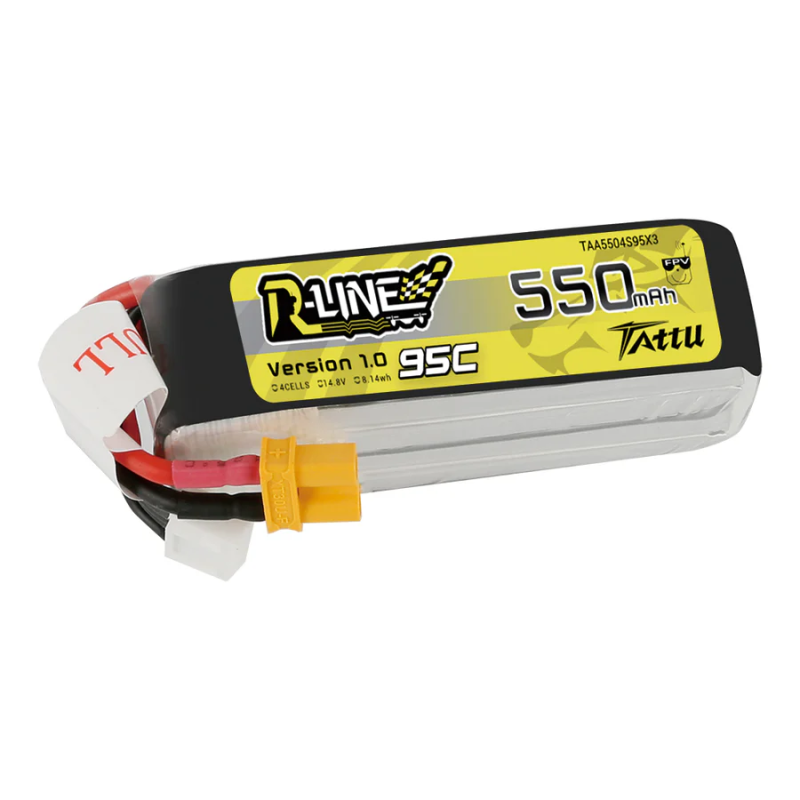 Batterie Lipo FPV Tattu R-Line 550mAh 4S 14.8V 95C avec XT30