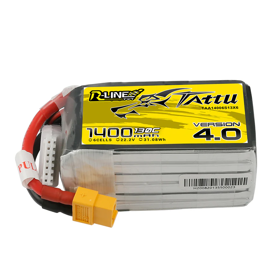 Batterie Lipo FPV Tattu R-Line Version 4.0 1400mAh 6S 22.2V 130C avec XT60