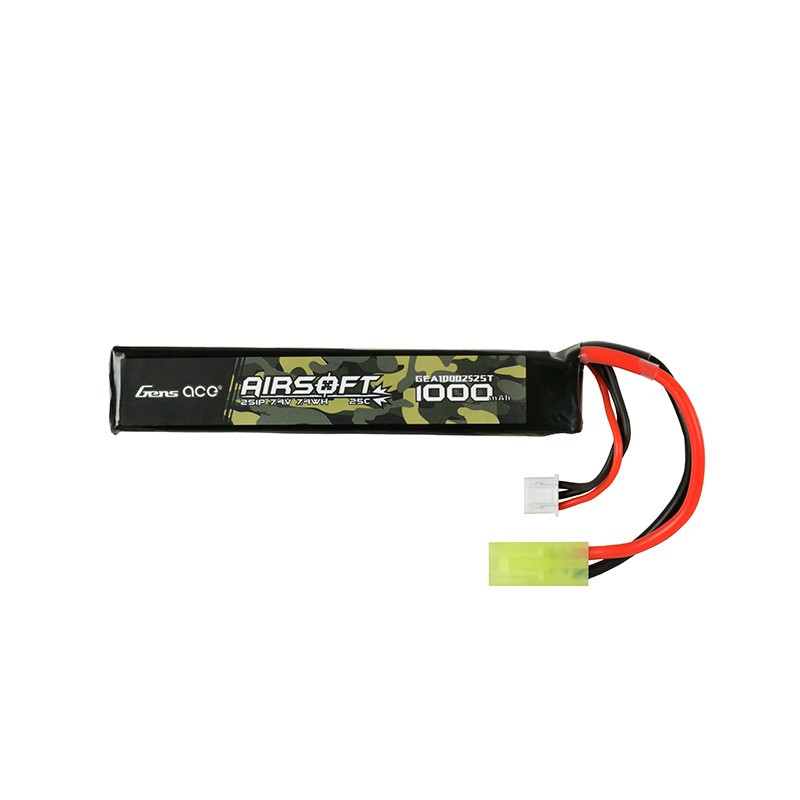Batterie Lipo Airsoft Gens ace 25C 1000mAh 2S1P 7.4V avec mini Tamiya
