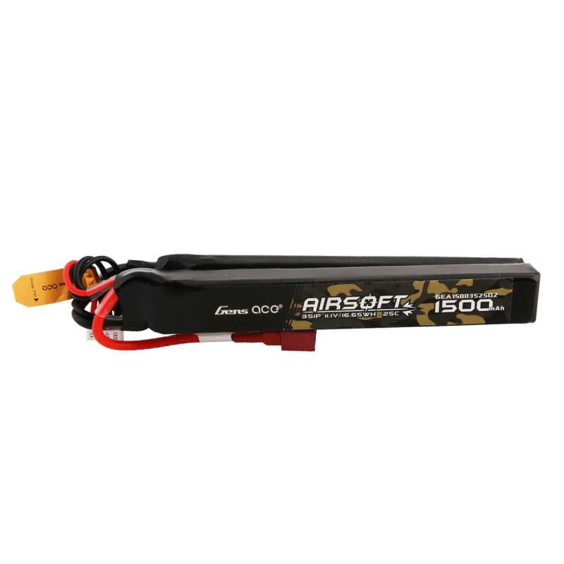 Batterie Lipo Airsoft 2x Gens ace 25C 1500mAh 3S1P 11.1V avec T (Deans)