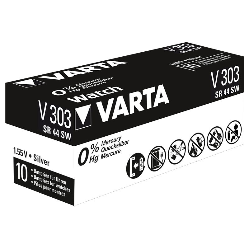 10 Piles Montre 303 / SR44 / SR44SW / SR1156S Varta