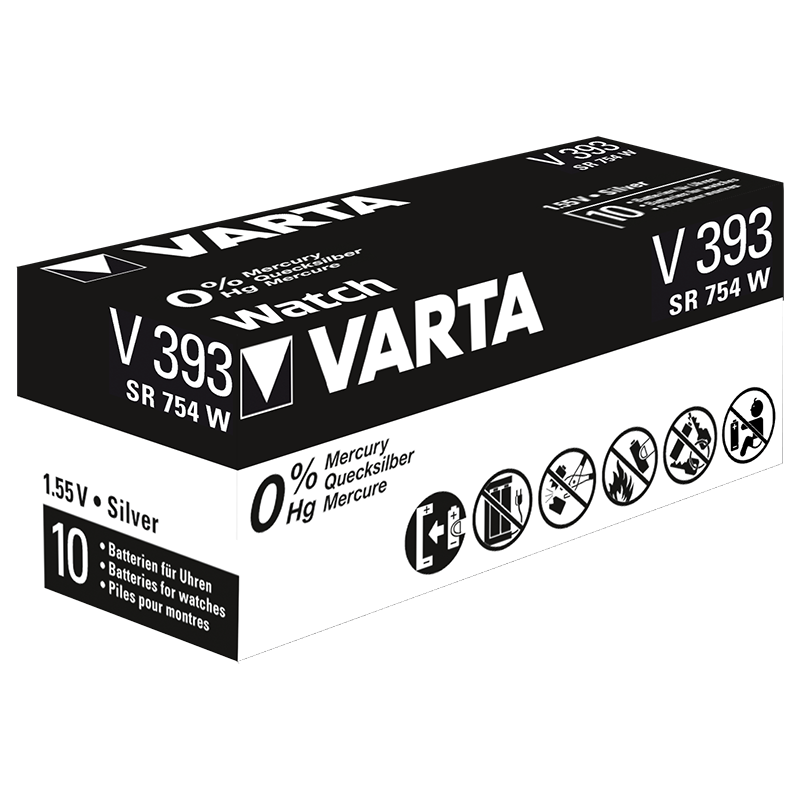 10 Piles Montre 393 / SR48 / SR754W Varta