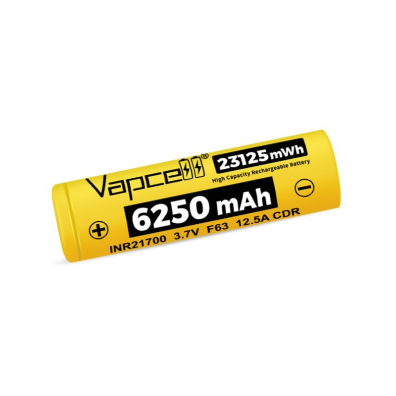 Pile Rechargeable INR21700 F63 Vapcell Li-ion 3,6V 6250mAh 12,5A
