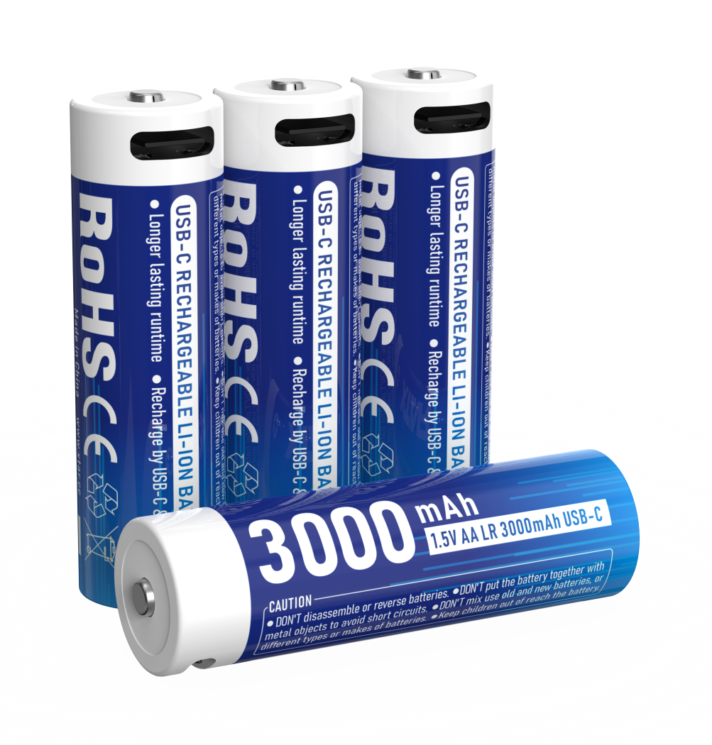 4 Piles Rechargeables USB-C AA / HR6 LR 3000mAh Xtar Li-ion 1.5V