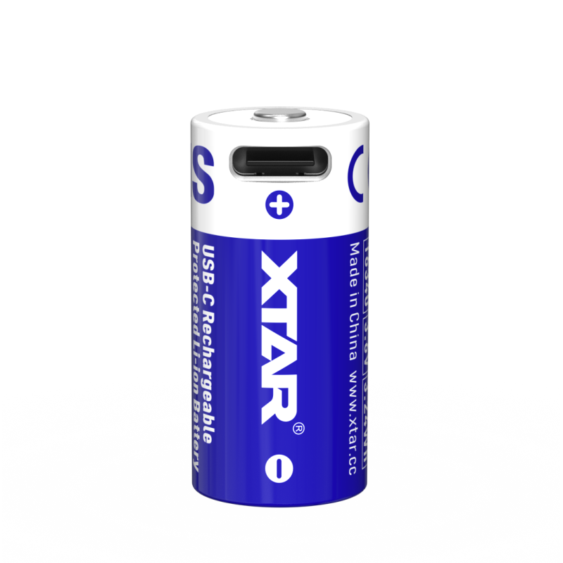 Pile Rechargeable USB-C 16340 RCR123A Xtar Lithium 3,7V 900mAh 2.7A