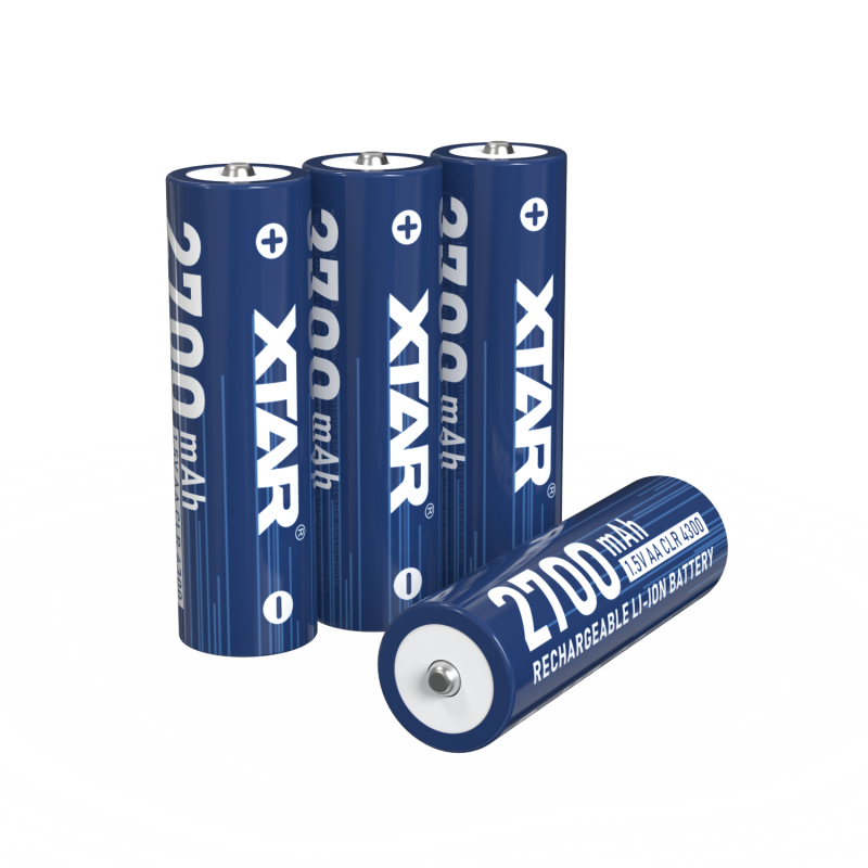 4 Piles Rechargeables AA / HR6 CLR 4300mWh 2700mAh Xtar Li-ion 1.5V
