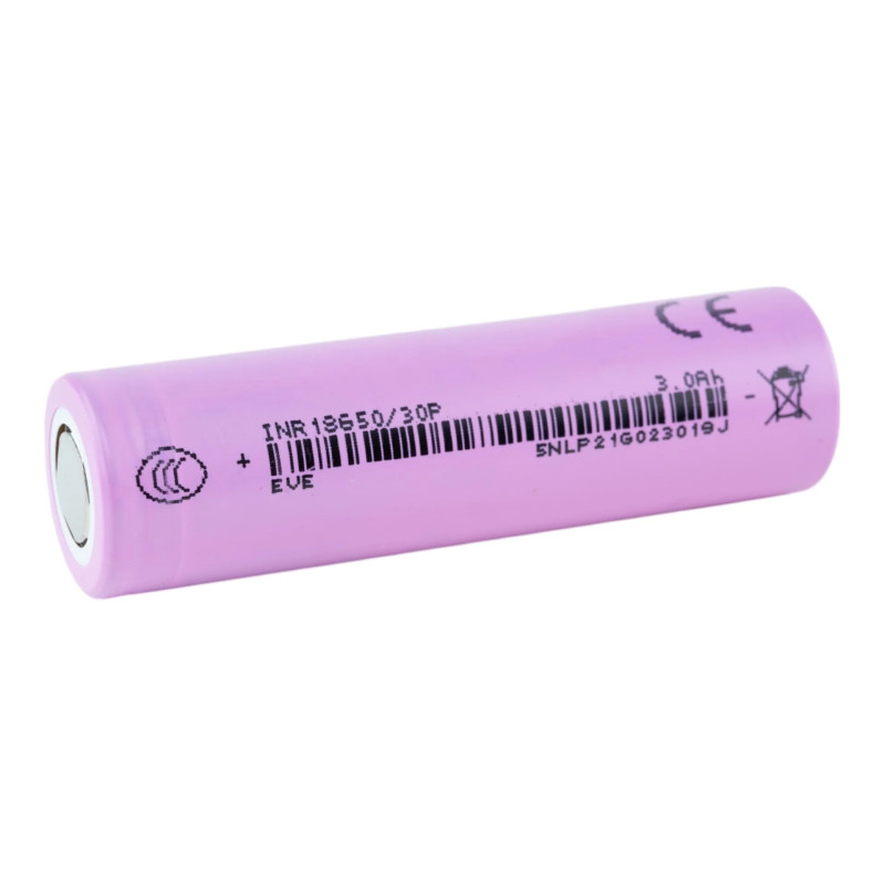 Pile Rechargeable 18650 INR18650-30P EVE Li-ion 3,7V 3000mAh 30A