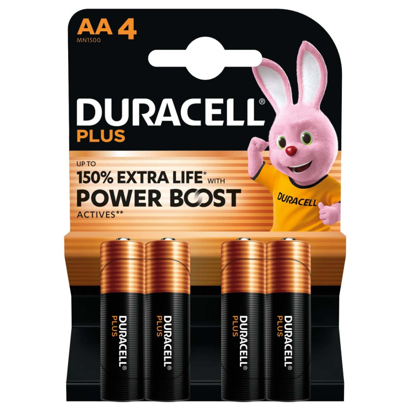 4 Piles Alcalines AA / LR6 Duracell Plus